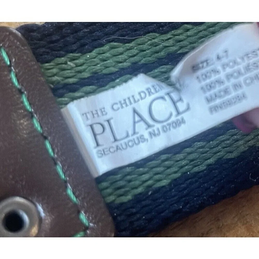 The Childrens Place Boys Size 4-7 belts (2) red green woven fabric NWOT 28”